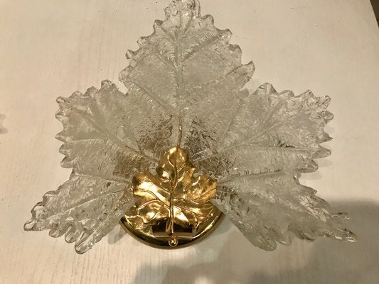 Murano Glass Leaf Shaped Sconces, 1960s, Set of 2-JJC-558810