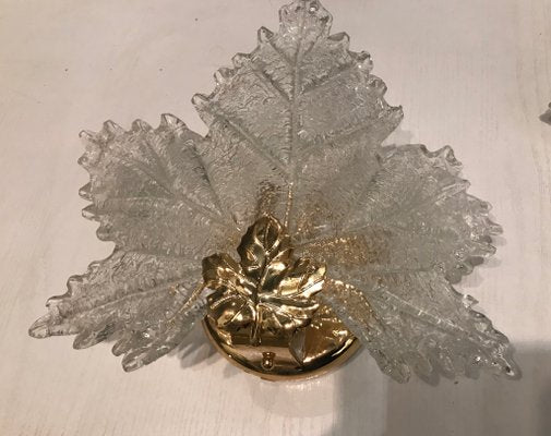 Murano Glass Leaf Shaped Sconces, 1960s, Set of 2-JJC-558810