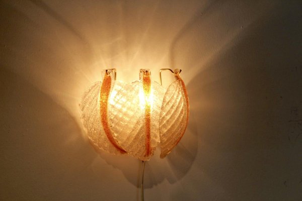 Murano Glass Leaf Wall Light from A.V Mazzega, 1970s-MO-691209