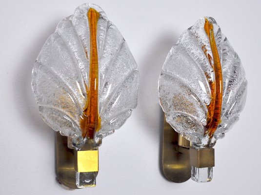 Murano Glass Leaf Wall Lights by Carl Fagerlund, Germany, 1970, Set of 2-EJE-1174554