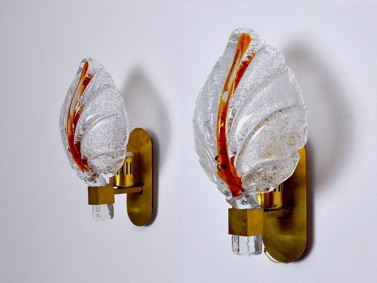 Murano Glass Leaf Wall Lights by Carl Fagerlund, Germany, 1970, Set of 2-EJE-1174554