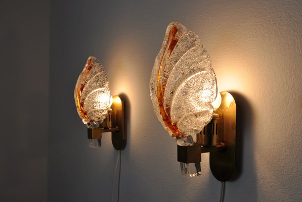 Murano Glass Leaf Wall Lights by Carl Fagerlund, Germany, 1970, Set of 2-EJE-1174554