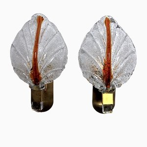 Murano Glass Leaf Wall Lights by Carl Fagerlund, Germany, 1970, Set of 2-EJE-1174554