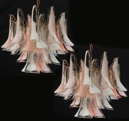 Murano Glass Pink and White Lattimo Chandelier from Mazzega, 1980s-MBH-1031936