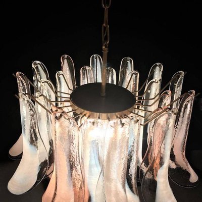 Murano Glass Pink and White Lattimo Chandelier from Mazzega, 1980s-MBH-1031936