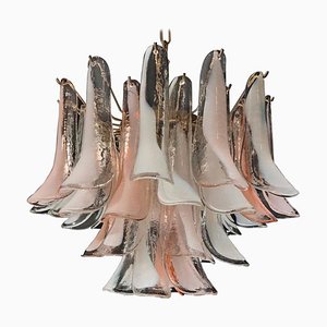 Murano Glass Pink and White Lattimo Chandelier from Mazzega, 1980s-MBH-1031936