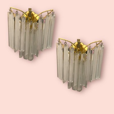 Murano Glass Prism Sconces by Paolo Venini for Novaresi, 1980s, Set of 2-JJC-1817887