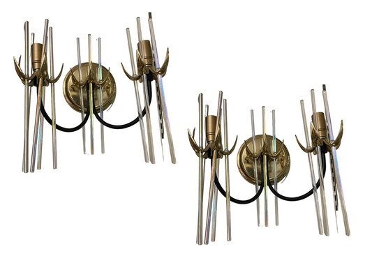 Murano Glass Rod Sconces by Del Muro Roma, 1980s, Set of 2-JJC-1731693