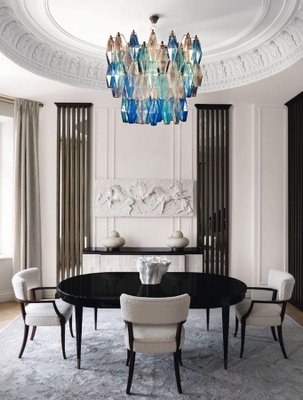 Murano Glass Sapphire Colored Poliedri Chandelier-MBH-1031596