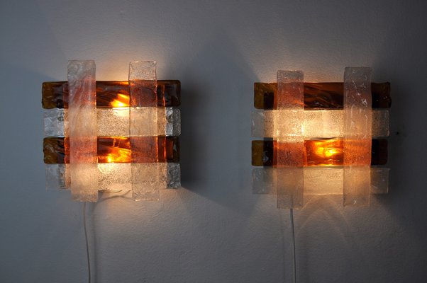 Murano Glass Sconces by Albano Poli for Poliarte, Italy, 1970s, Set of 2-EJE-958602