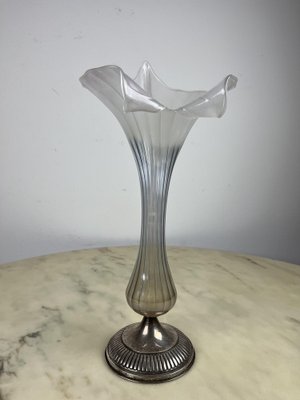 Murano Glass & Silver Vase, Italy, 1960s-YST-1787799