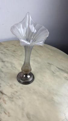 Murano Glass & Silver Vase, Italy, 1960s-YST-1787799