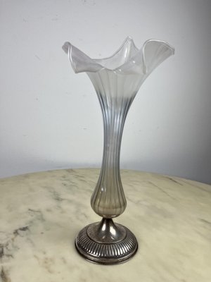 Murano Glass & Silver Vase, Italy, 1960s-YST-1787799