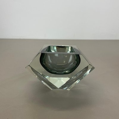 Murano Glass Sommerso Grey Diamond Ashtray by Flavio Poli, 1970s-QZ-1743364