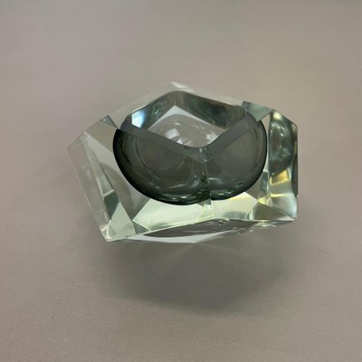 Murano Glass Sommerso Grey Diamond Ashtray by Flavio Poli, 1970s-QZ-1743364