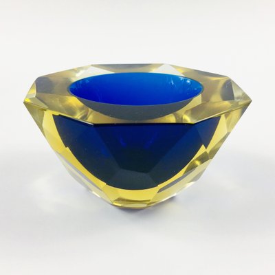 Murano Glass Submerged Diamond Faceted Bowl by Alessandro Mandruzzato, Italy, 1970s-BMM-1295063