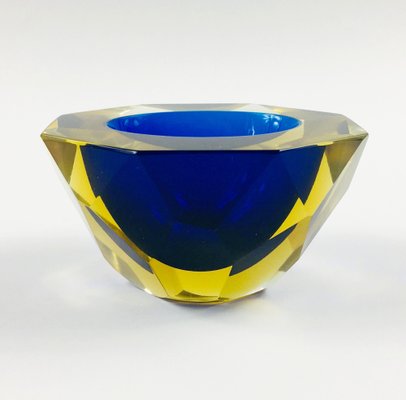 Murano Glass Submerged Diamond Faceted Bowl by Alessandro Mandruzzato, Italy, 1970s-BMM-1295063