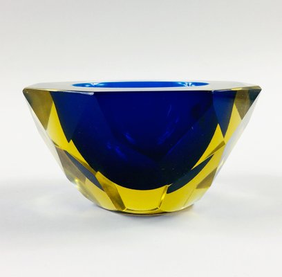 Murano Glass Submerged Diamond Faceted Bowl by Alessandro Mandruzzato, Italy, 1970s-BMM-1295063