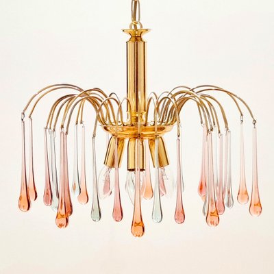 Murano Glass Teardrop Waterfall Chandelier, 1970s-BMM-1779581