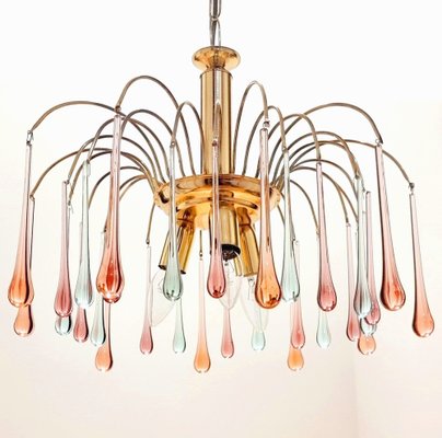 Murano Glass Teardrop Waterfall Chandelier, 1970s-BMM-1779581