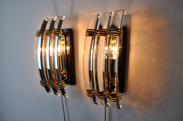 Murano Glass Triedri Sconces, Italy, 1980s, Set of 2-EJE-958601