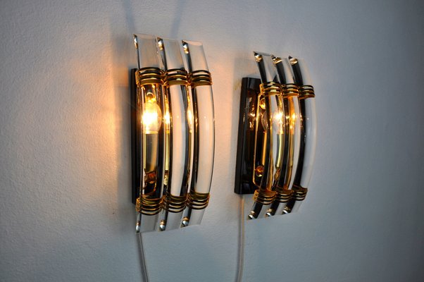 Murano Glass Triedri Sconces, Italy, 1980s, Set of 2-EJE-958601