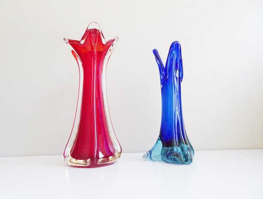 Murano Glass Vases, Italy, 1960s, Set of 2-BLG-1396612