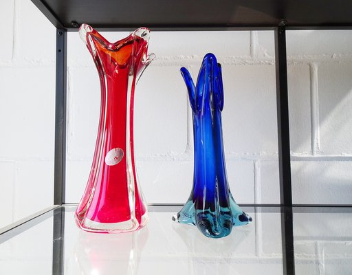 Murano Glass Vases, Italy, 1960s, Set of 2-BLG-1396612