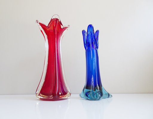 Murano Glass Vases, Italy, 1960s, Set of 2-BLG-1396612