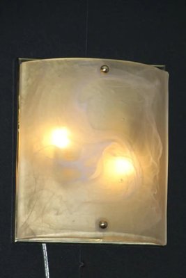 Murano Glass Wall Lights in Alabaster Decor, Shield Shape Wall Lights, 1990s, Set of 2-YF-2029066