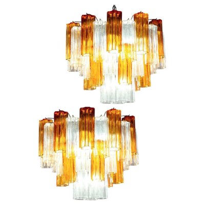 Murano Gold and Ice Glass Tronchi Chandeliers, 1970s, Set of 2-MBH-1032471