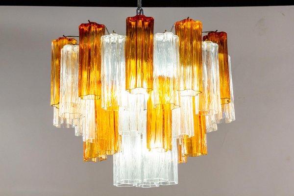 Murano Gold and Ice Glass Tronchi Chandeliers, 1970s, Set of 2-MBH-1032471