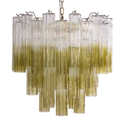 Murano Green and Clear Glass Tronchi Chandelier, 1980s-MPO-2018151