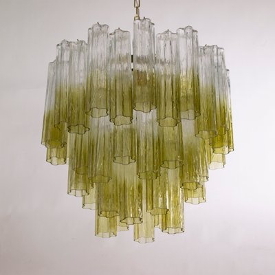 Murano Green and Clear Glass Tronchi Chandelier, 1980s-MPO-2018151