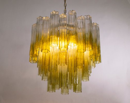 Murano Green and Clear Glass Tronchi Chandelier, 1980s-MPO-2018151