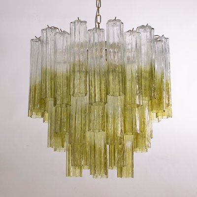 Murano Green and Clear Glass Tronchi Chandelier, 1980s-MPO-2018151