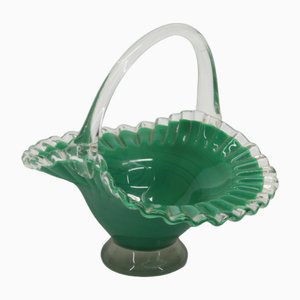 Murano Green Glass Basket, 1980-RAQ-1782998