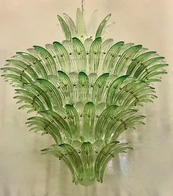 Murano Green Glass Palmettes Chandelier in Barover and Toso Style, 1990-UH-1273707