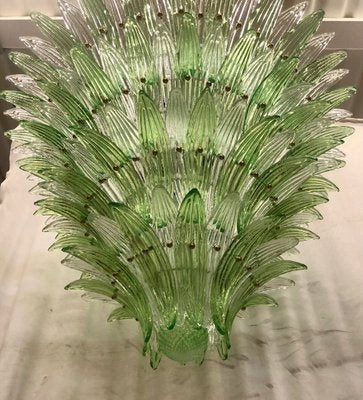 Murano Green Glass Palmettes Chandelier in Barover and Toso Style, 1990-UH-1273707