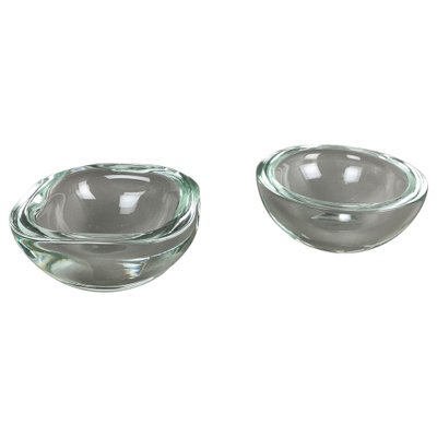 Murano Heavy Glass Shell Bowls, Italy, 1960s, Set of 2-QZ-1053072