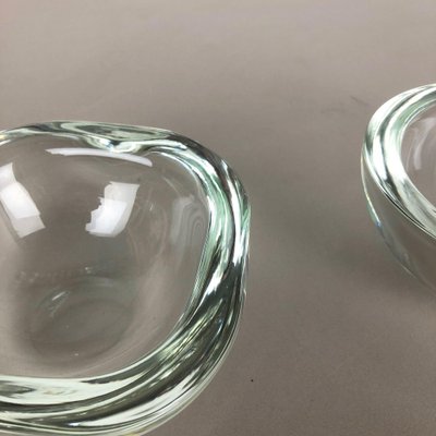 Murano Heavy Glass Shell Bowls, Italy, 1960s, Set of 2-QZ-1053072