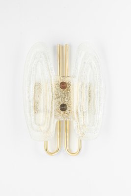 Murano Ice Glass and Brass Sconces attributed to Hillebrand Leuchten, Germany, 1970s, Set of 2-UGR-1410507