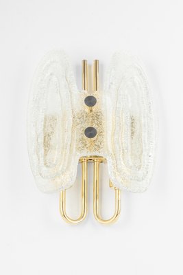 Murano Ice Glass and Brass Sconces attributed to Hillebrand Leuchten, Germany, 1970s, Set of 2-UGR-1410507