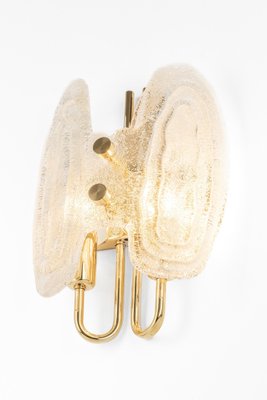 Murano Ice Glass and Brass Sconces attributed to Hillebrand Leuchten, Germany, 1970s, Set of 2-UGR-1410507