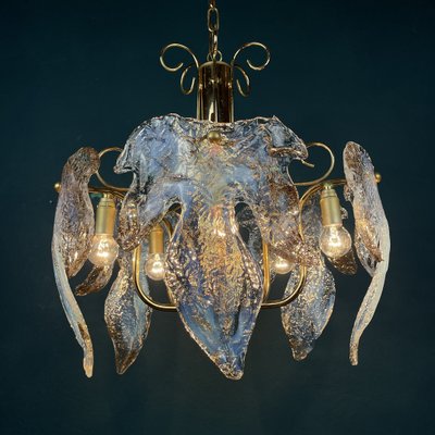 Murano Ice Glass Ceiling Light, Italy, 1970s-WQC-1362240