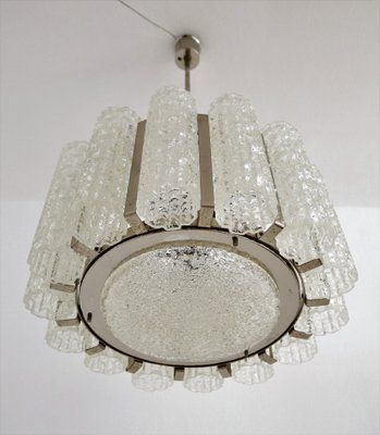 Murano Ice Glass Chandelier with Chrome Frame from Barovier E Toso, 1960s-VNE-966063