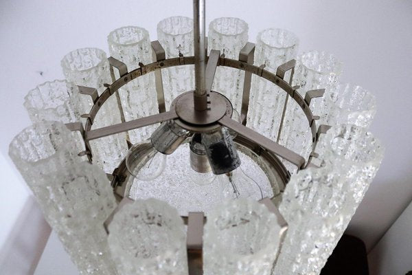 Murano Ice Glass Chandelier with Chrome Frame from Barovier E Toso, 1960s-VNE-966063