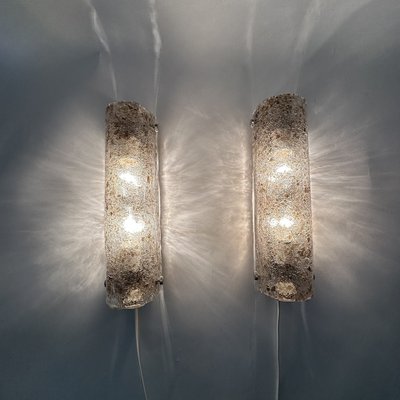 Murano Ice Glass Wall Lamps from Kaiser Leuchten, 1970s, Set of 2-BGP-1719572