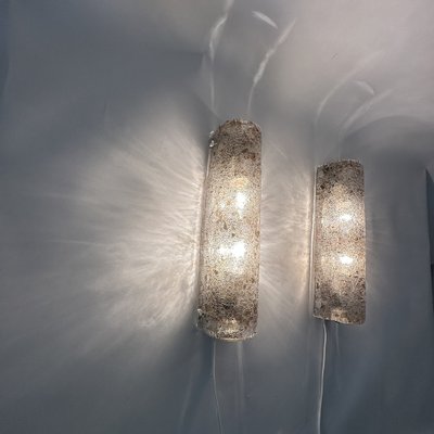 Murano Ice Glass Wall Lamps from Kaiser Leuchten, 1970s, Set of 2-BGP-1719572