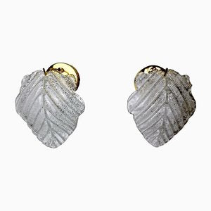 Murano Leaf Sconces from Mazzega, Italy, 1970s, Set of 2-EJE-1373511